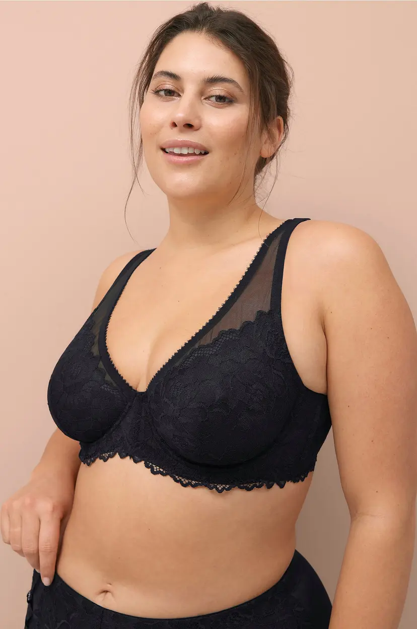 Ellos Plus collection Spile-BH i blonde - Svart