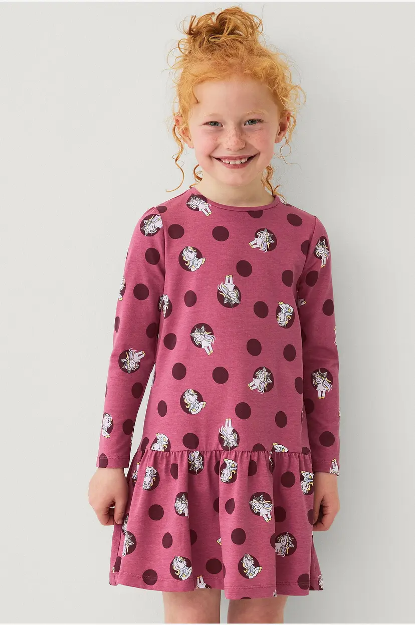 Ellos Collection Trikotkjole med volang - Rosa
