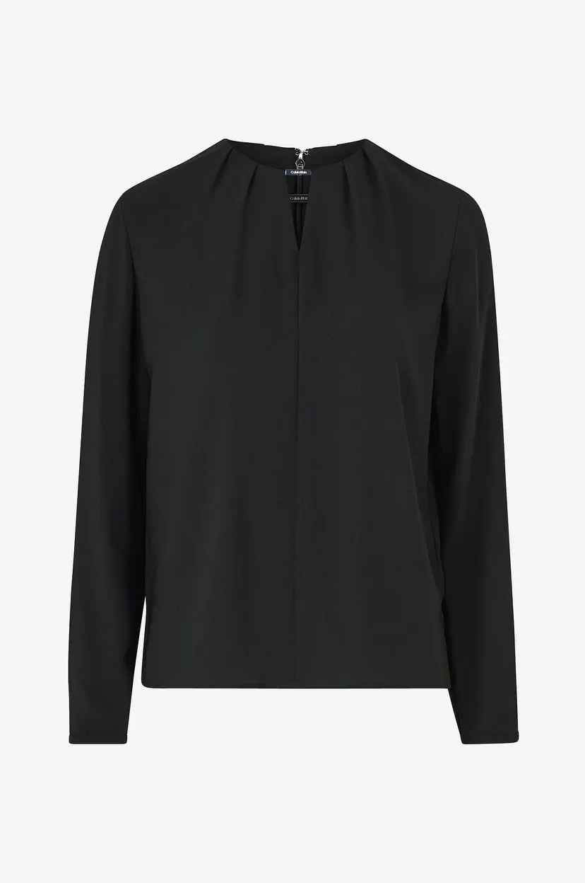 Calvin Klein Bluse Metal Bar Long Sleeve Blouse - Svart