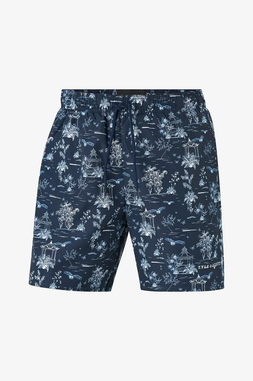 Lyle & Scott Badeshorts Botanical Garden Print - Blå