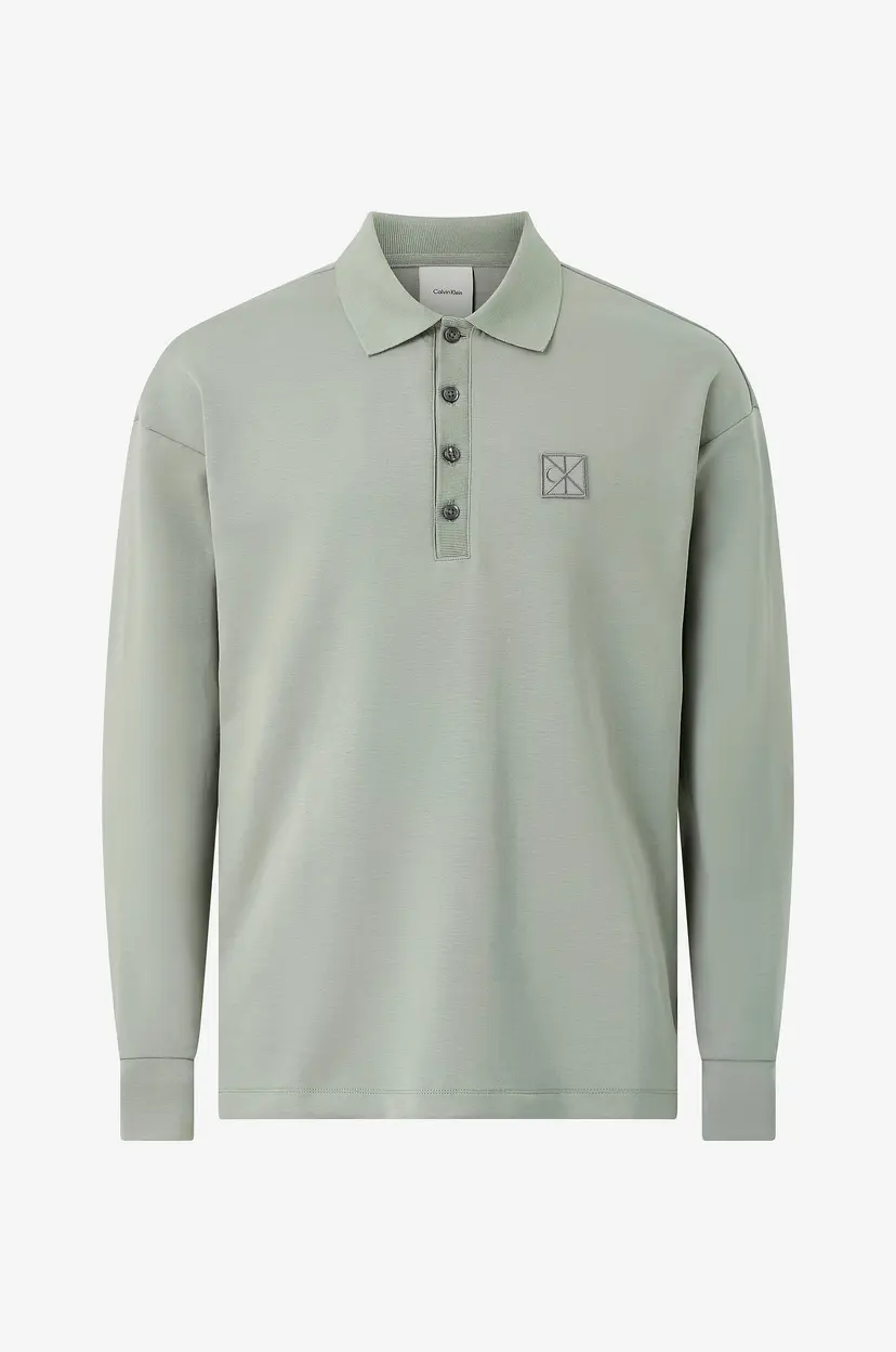 Calvin Klein Collegegenser LS Double Face Rib Polo - Grønn