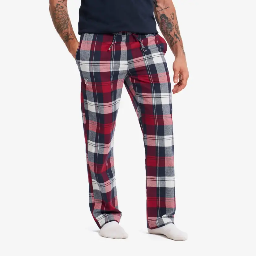 RevolutionRace Lodge Flannel Pants Herre Deep navy/Karanda red