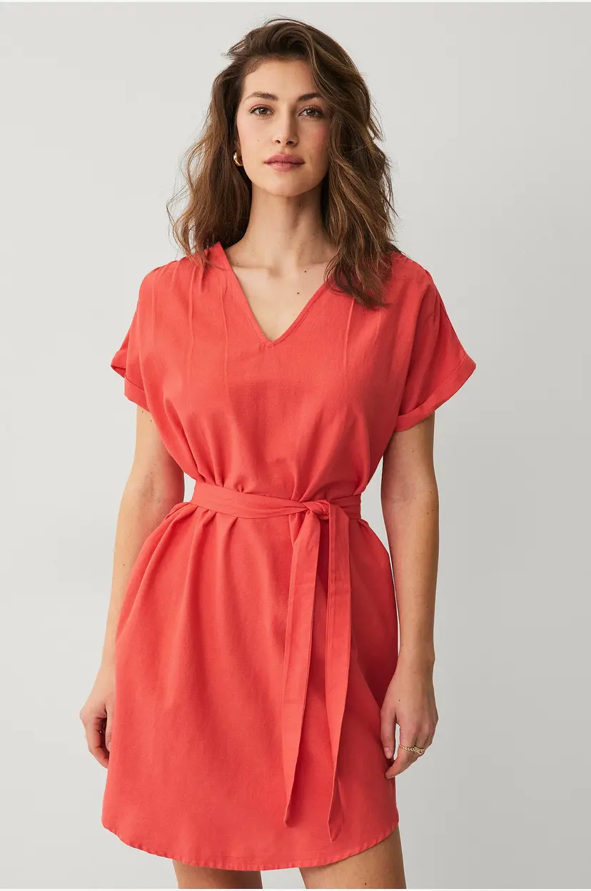 Vila Kjole viPrisilla V-neck S/S Dress - Rød