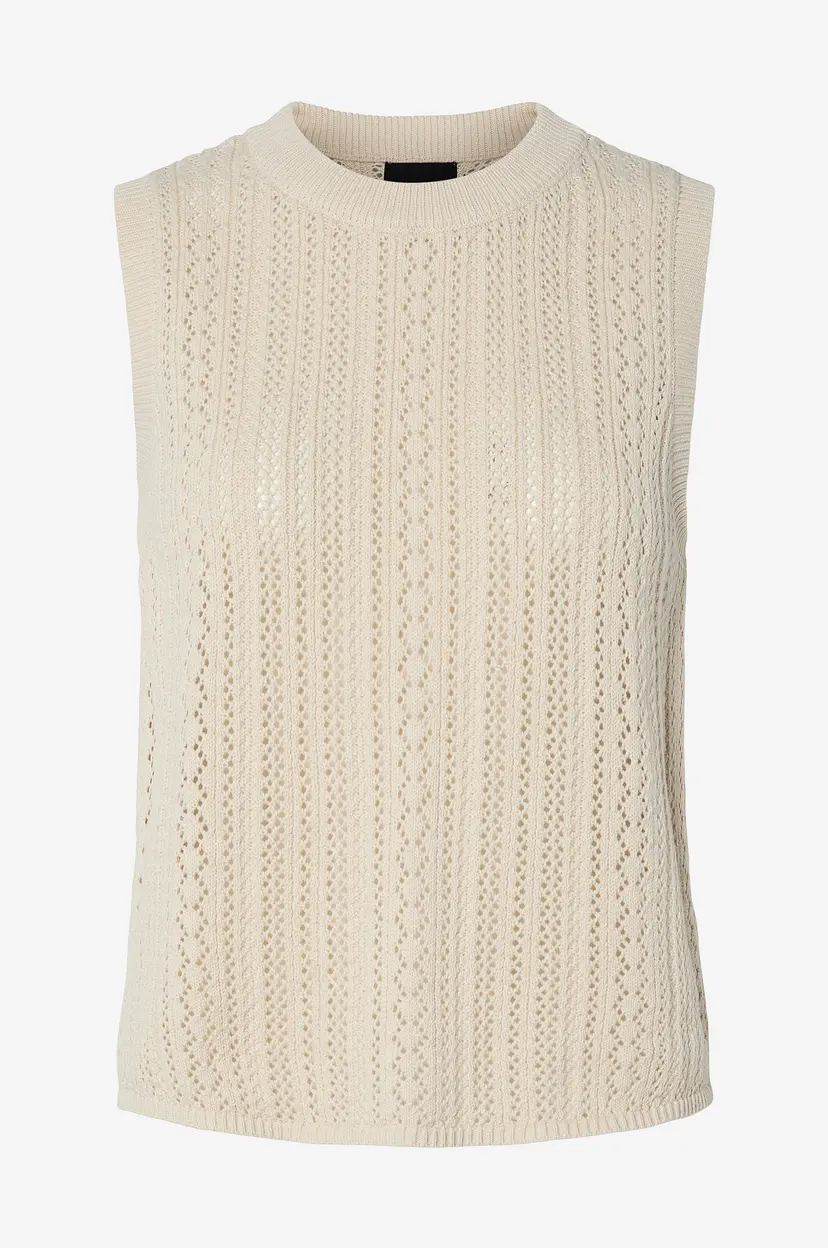 Pieces Topp pcNuka SL O-neck Knit - Beige