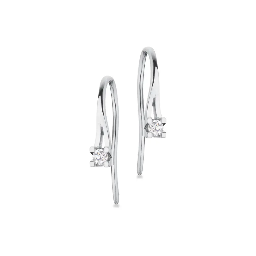 Kleopatra Kleopatra - 14 karat hvidguld ørebøjler med 0,10 ct. diamant - 1126,10