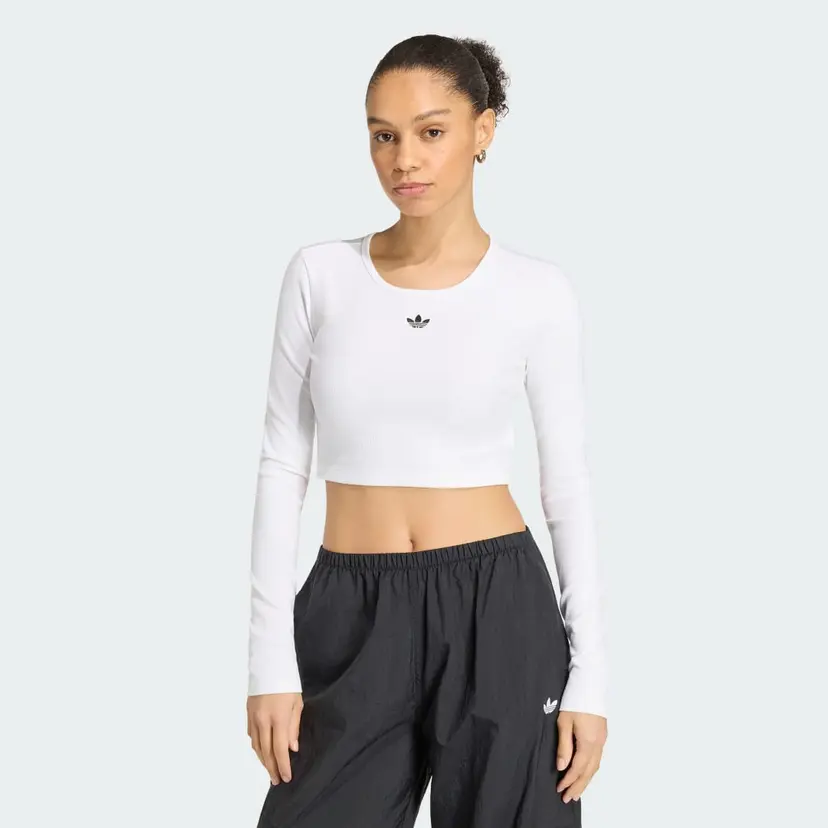 Adidas ESSENTIALS RIB CROPPED LONGSLEEVE T-skjorte