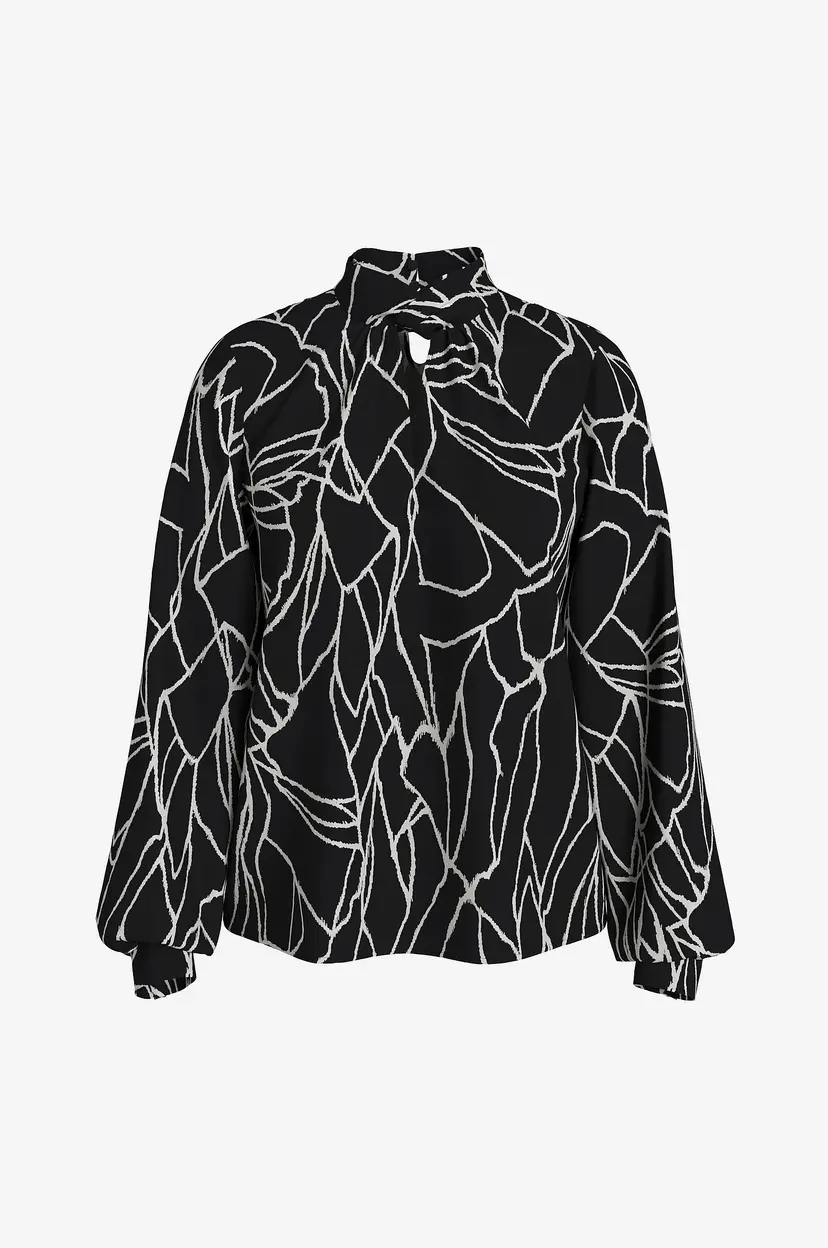 Vila Bluse viPaya Siv O-neck L/S Twist Top - Svart