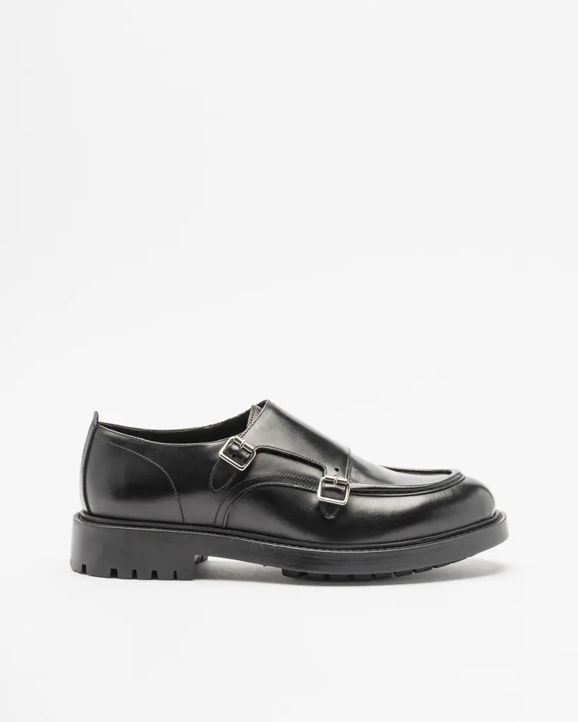 PROF PROF 7837 Black Monk Strap Shoes