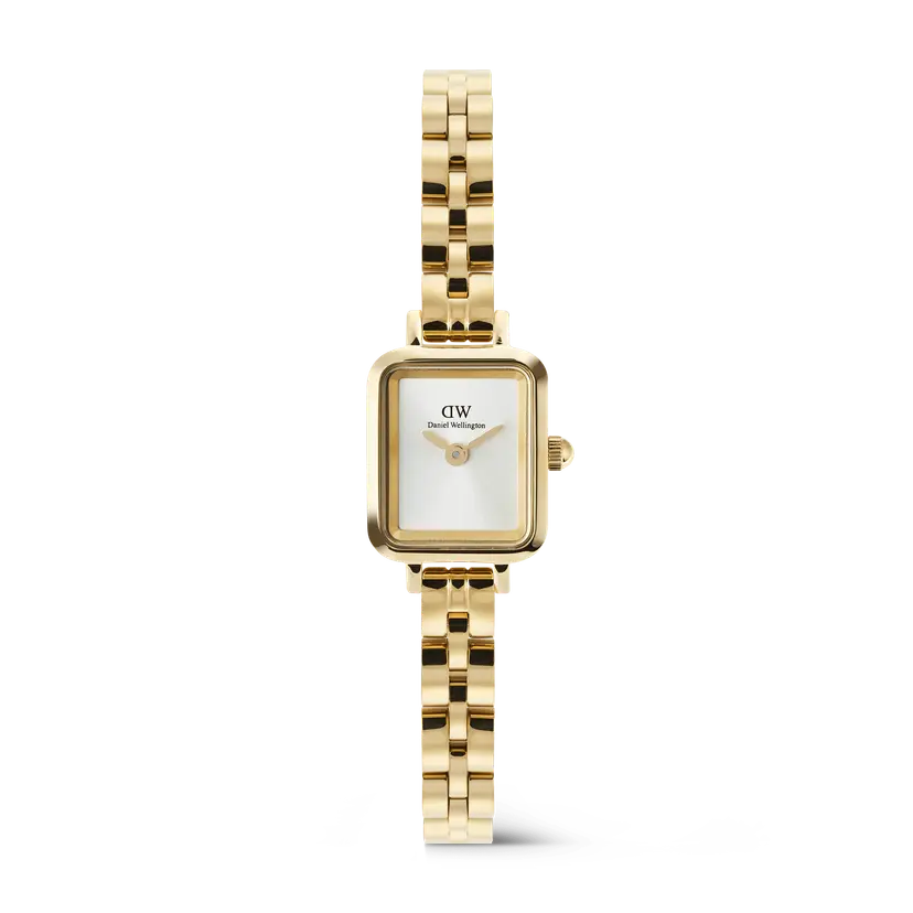 Daniel Wellington Gold 15.4x18.2mm Watch Quadro Mini Arch 3-link White Sunray | DW