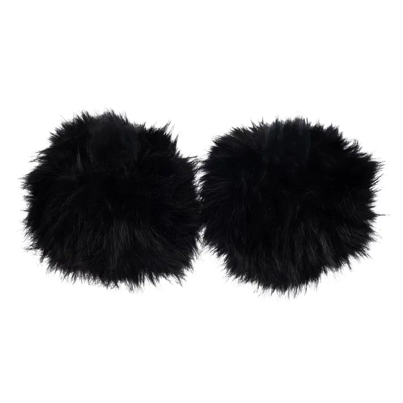 Dark Faux Fur Fox Wrist Cuffs Black