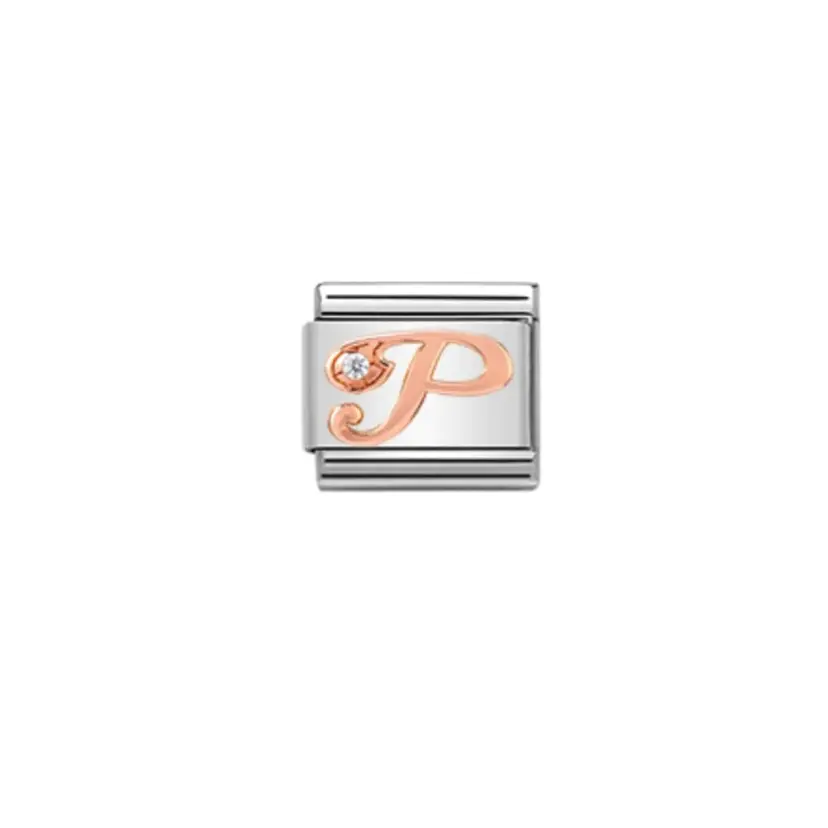 Nomination Letter P w/ Cubic Zirconia Rose Gold