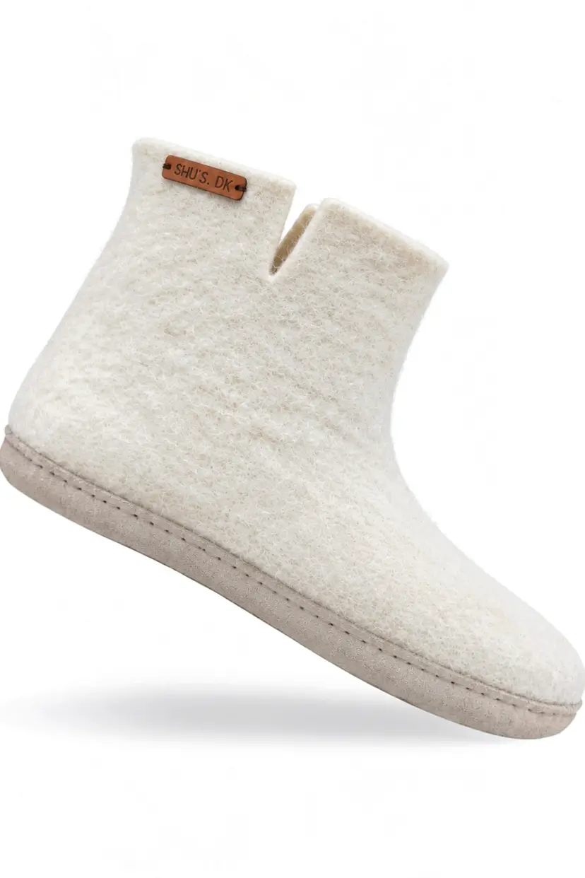 SHUS Uldstøvle (100% ren uld) - Model beige m/sål i skind - EU 41