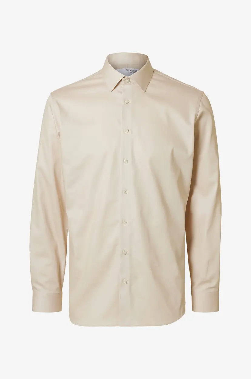 Selected Men Skjorte slhSlim-Performance Shirt LS - Beige