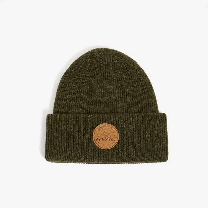 RevolutionRace Cave Wool Rib Knit Beanie Unisex Forest Night Melange