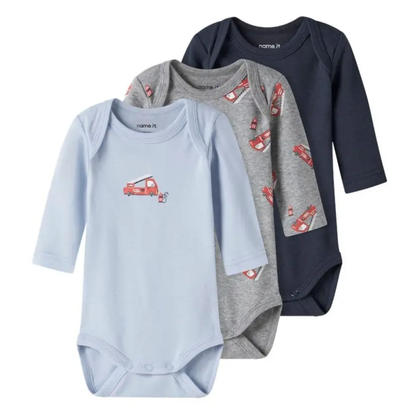 NAME IT Name It - Body 3 pk Brannbil Grey/ Blue
