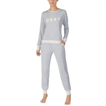 DKNY DKNY New Signature Long Sleeve Top and Jogger PJ Grå Dame