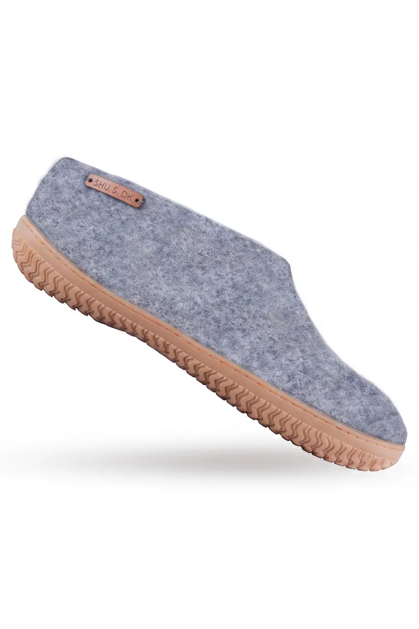 SHUS Uldhjemmesko (100% ren uld) - Model Denim m/Gummisål - 36