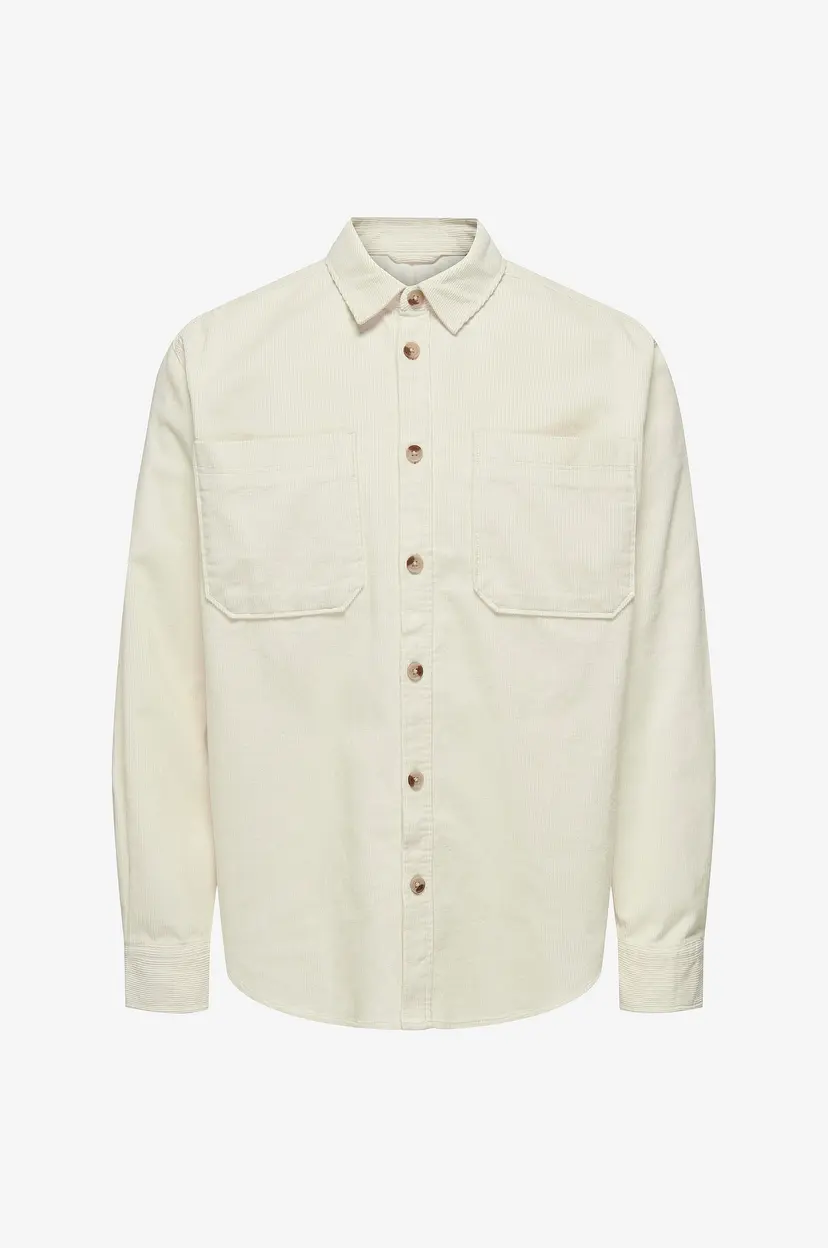 Only & Sons Manchester-skjorte onsAlp Rlx 2pkt Washd Cord LS Shirt - Hvit