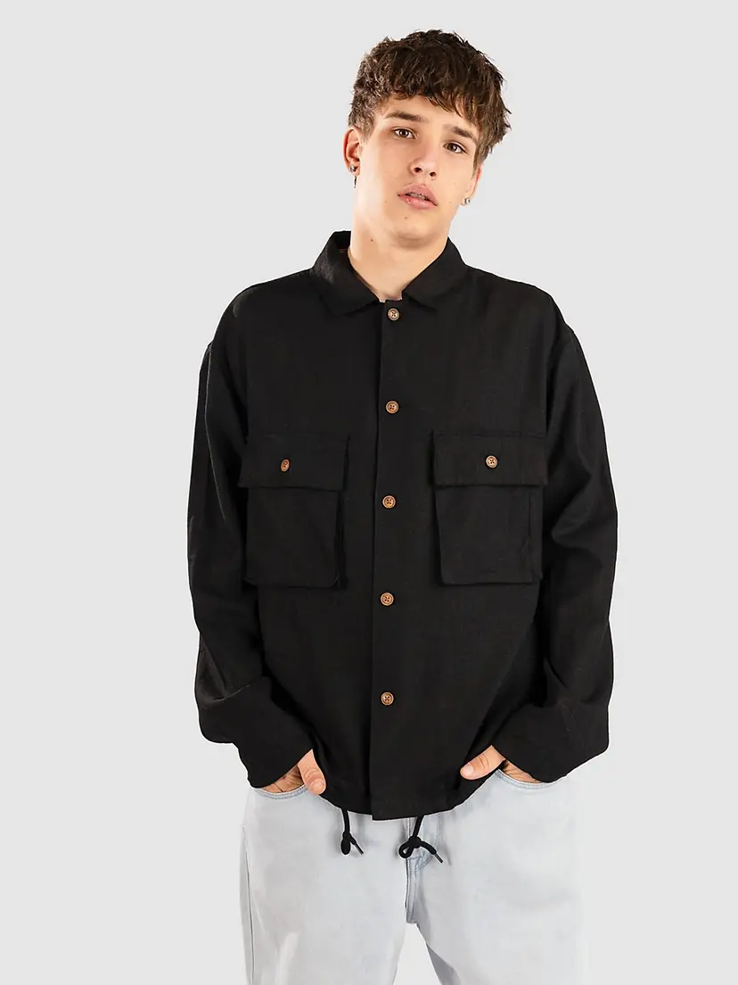 Anerkjendt Anerkjendt Akotto Cot-Linen-Vis Overshirt Jakke svart