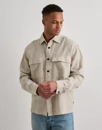 Only & Sons Only & Sons Onscaiden Ls Overshirt Linen Blend Overshirts Beige