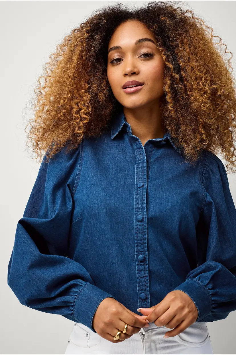 Ellos Collection Bluse med puffermer - Blå