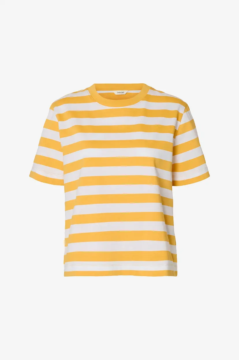 Selected Women Topp slfEssential SS Striped Boxy Tee - Gul