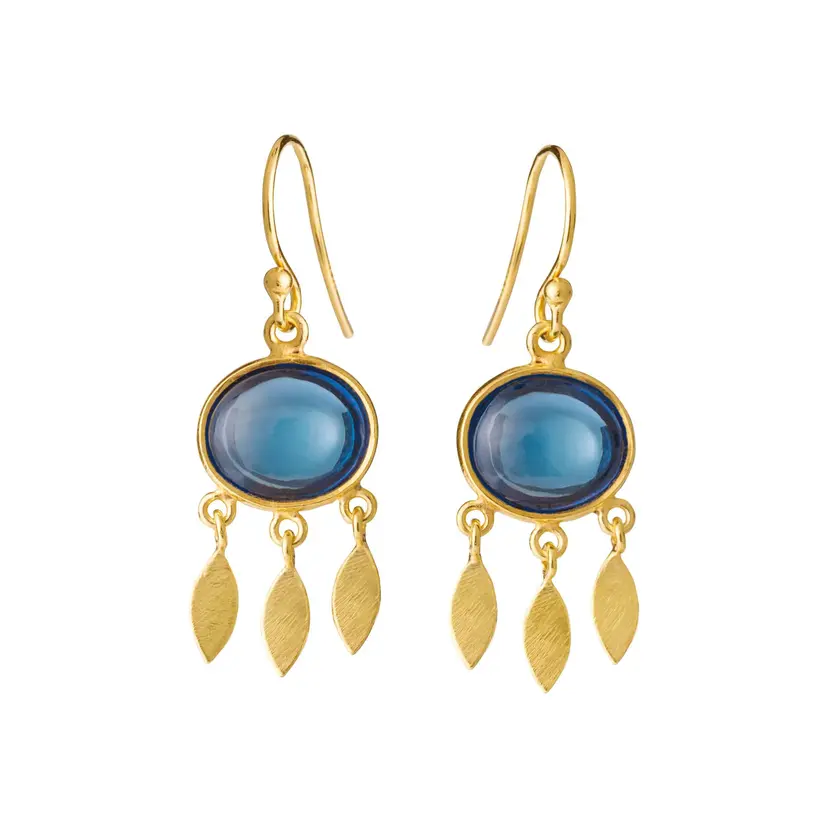 Susanne Friis Bjørner Susanne Friis Bjørner Øreringe - SFB - Øreringe i forgyldt sølv med blå sten - 5675-2-174
