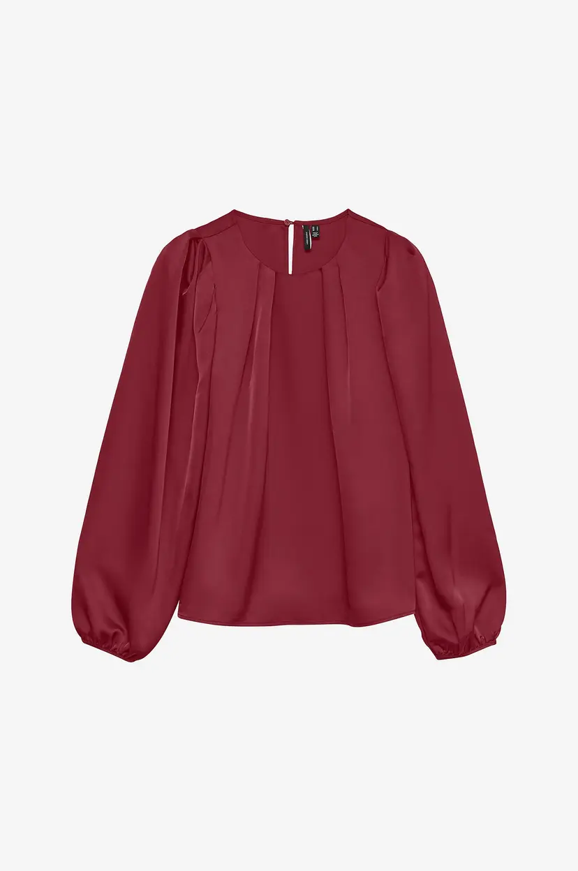 Vero Moda Topp vmVictorie LS O-neck Top Wvn Exp SB - Rød