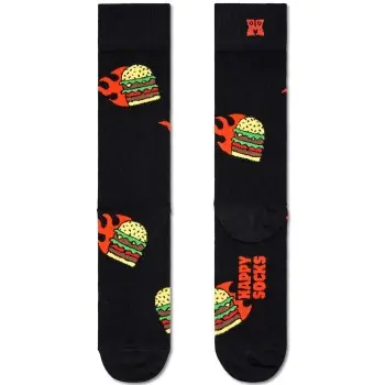 Happy Socks Happy socks Strømper 2P Flaming Burger Sock Svart Mønster bomull Str 36/40