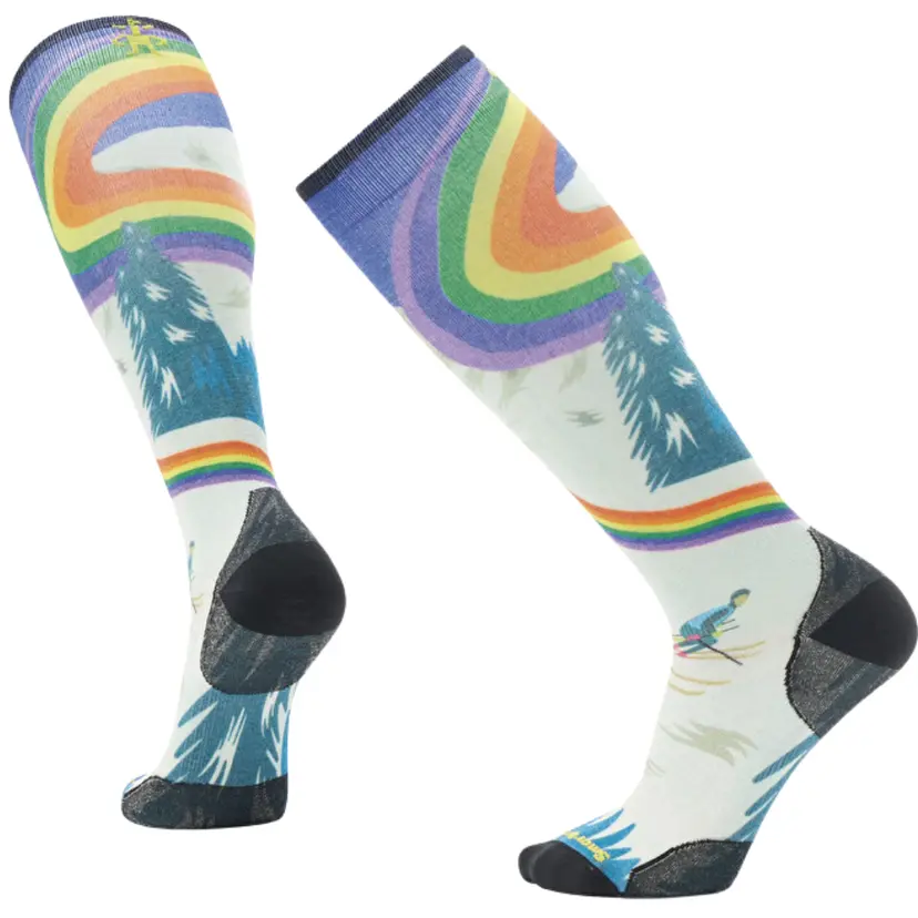 SmartWool Smartwool Ski Zero Cushion Rainbow Trails Print OTC Socks Laguna Blue