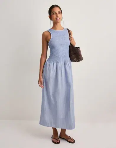 Vero Moda Vero Moda - Blå - Vmleya Sl 7/8 Stripe Smock Dress Wv