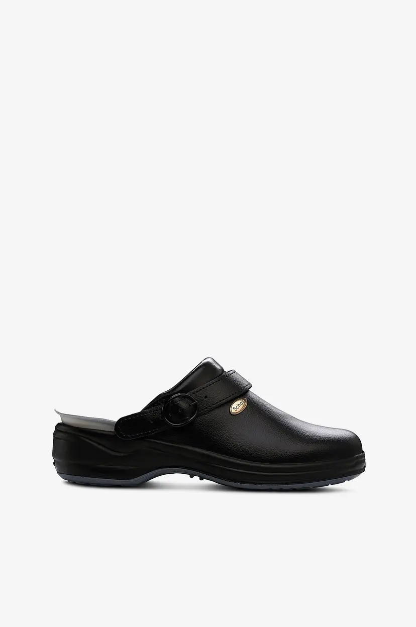 Scholl New Bonus tøffel av skinn, 36-42 - Svart