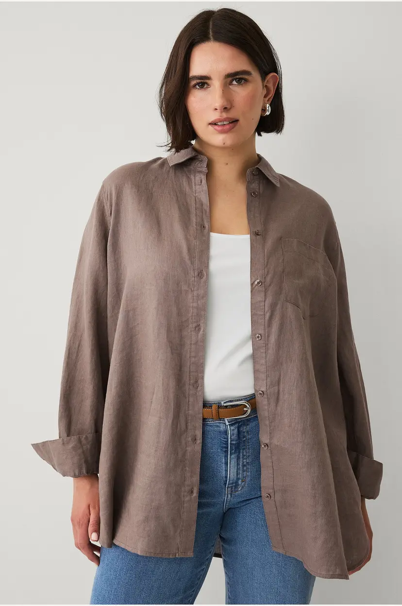 Ellos Plus collection Linskjorte - Brun