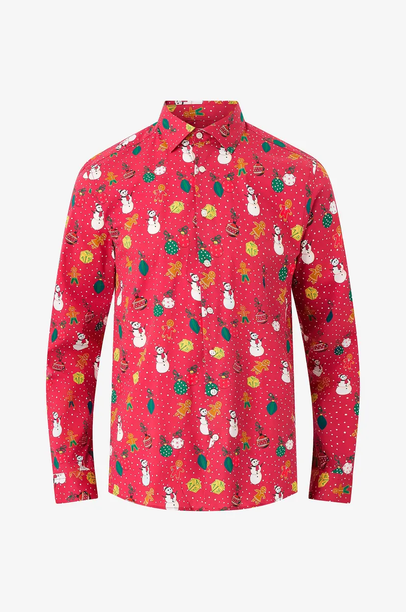 Lindbergh Pysjamasskjorte Aop Christmas Shirt L/S - Rød