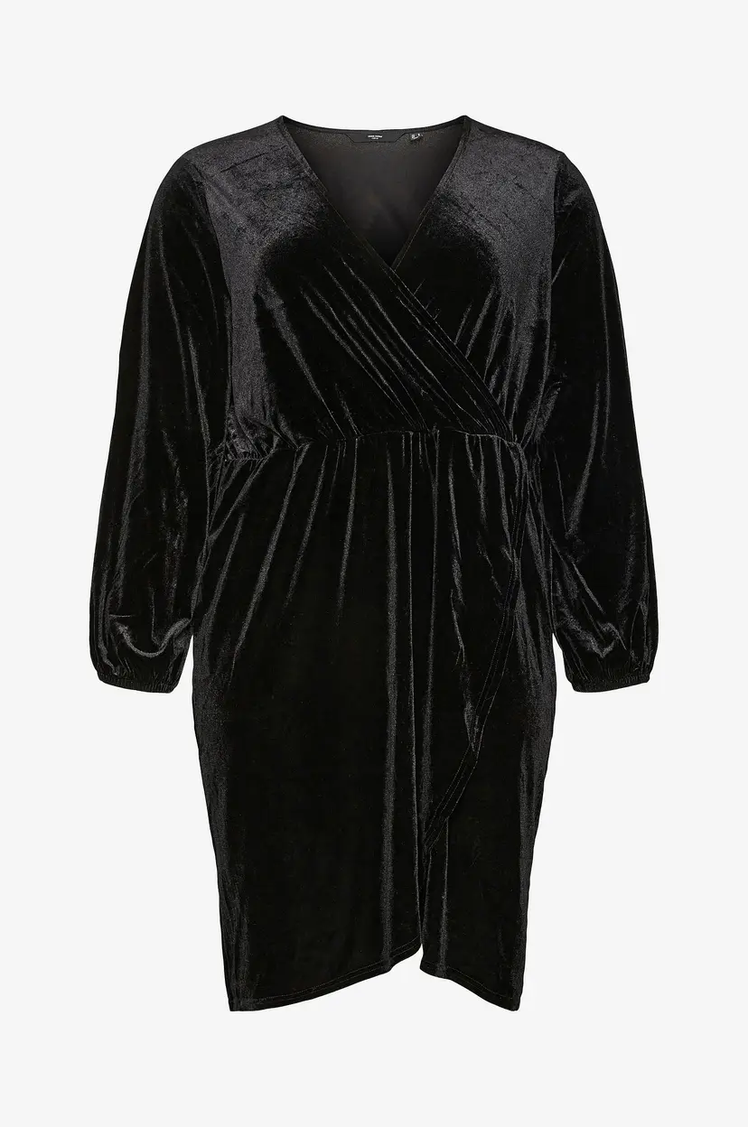 Vero Moda Curve Kjole vmcEffie LS Wrap Knee Dress Jrs - Svart