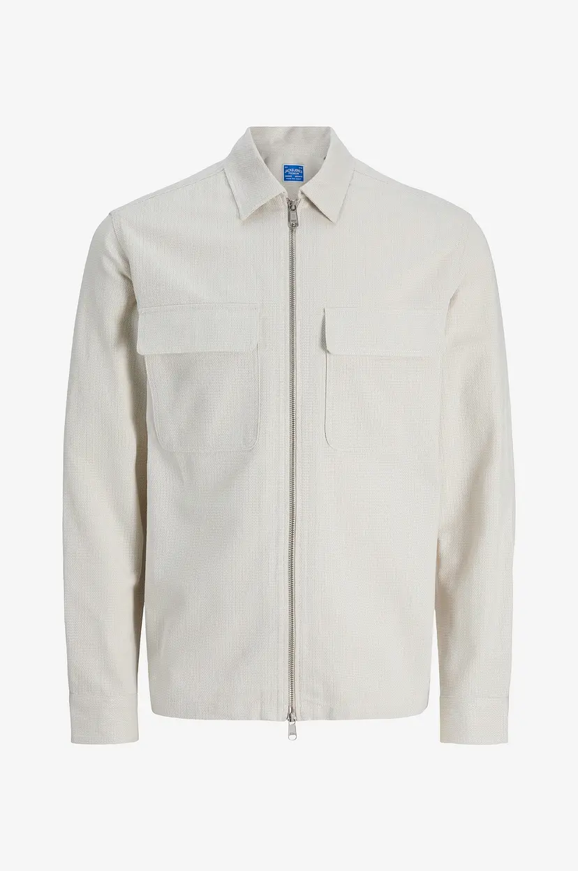 Jack & Jones Skjorte jprBlurayle Linen Blend Zip LS Shirt - Grå