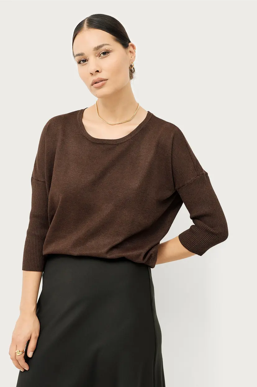 Saint Tropez Pullover MilaSZ R-Neck Pullover - Brun