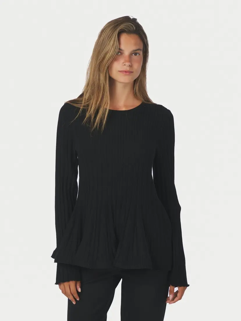 Neo Noir Wallina Peplun Knit Blouse Black - XL