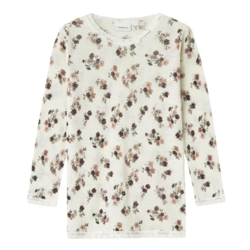 NAME IT Name It - Trøye Ull Wang Blomster Snow White