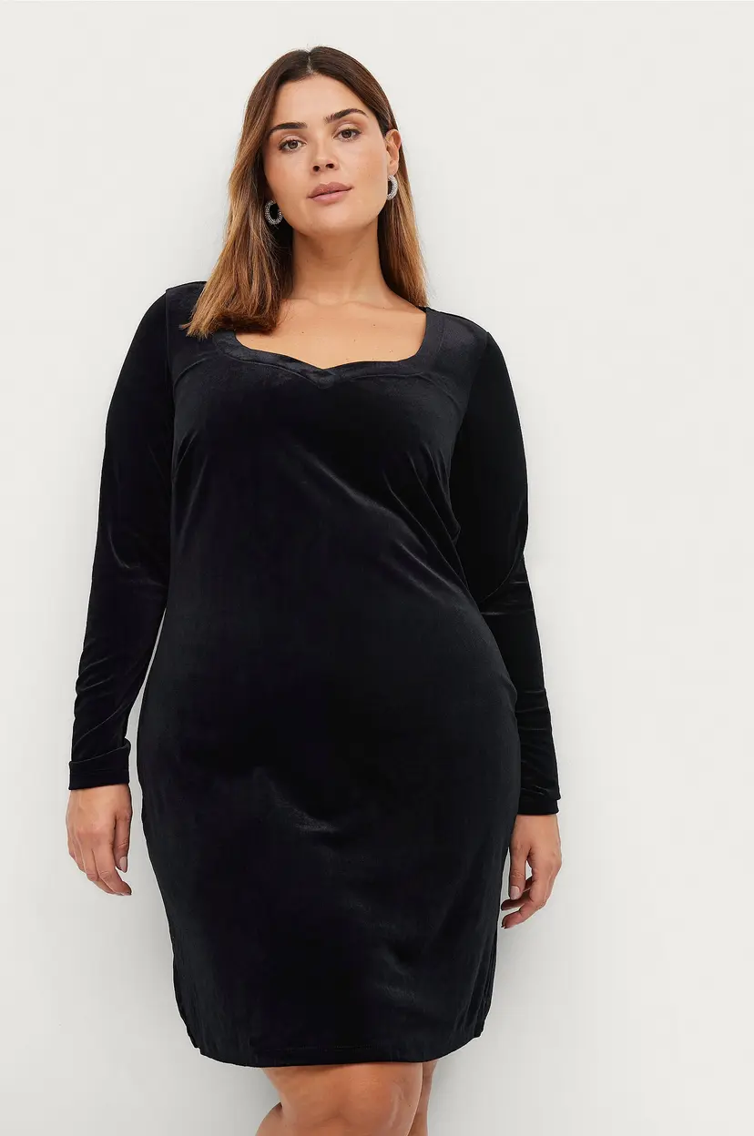 Zizzi Kjole mLivia L/S Abk Dress - Svart