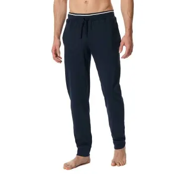 Schiesser Schiesser Mix and Relax Long Pants With Cuffs Mørkblå bomull Medium Herre