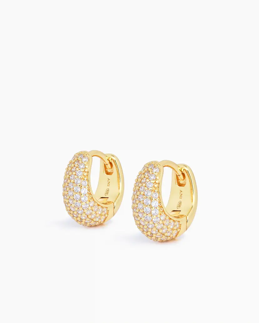 ANI Jewels Pave Dome Huggies Gold