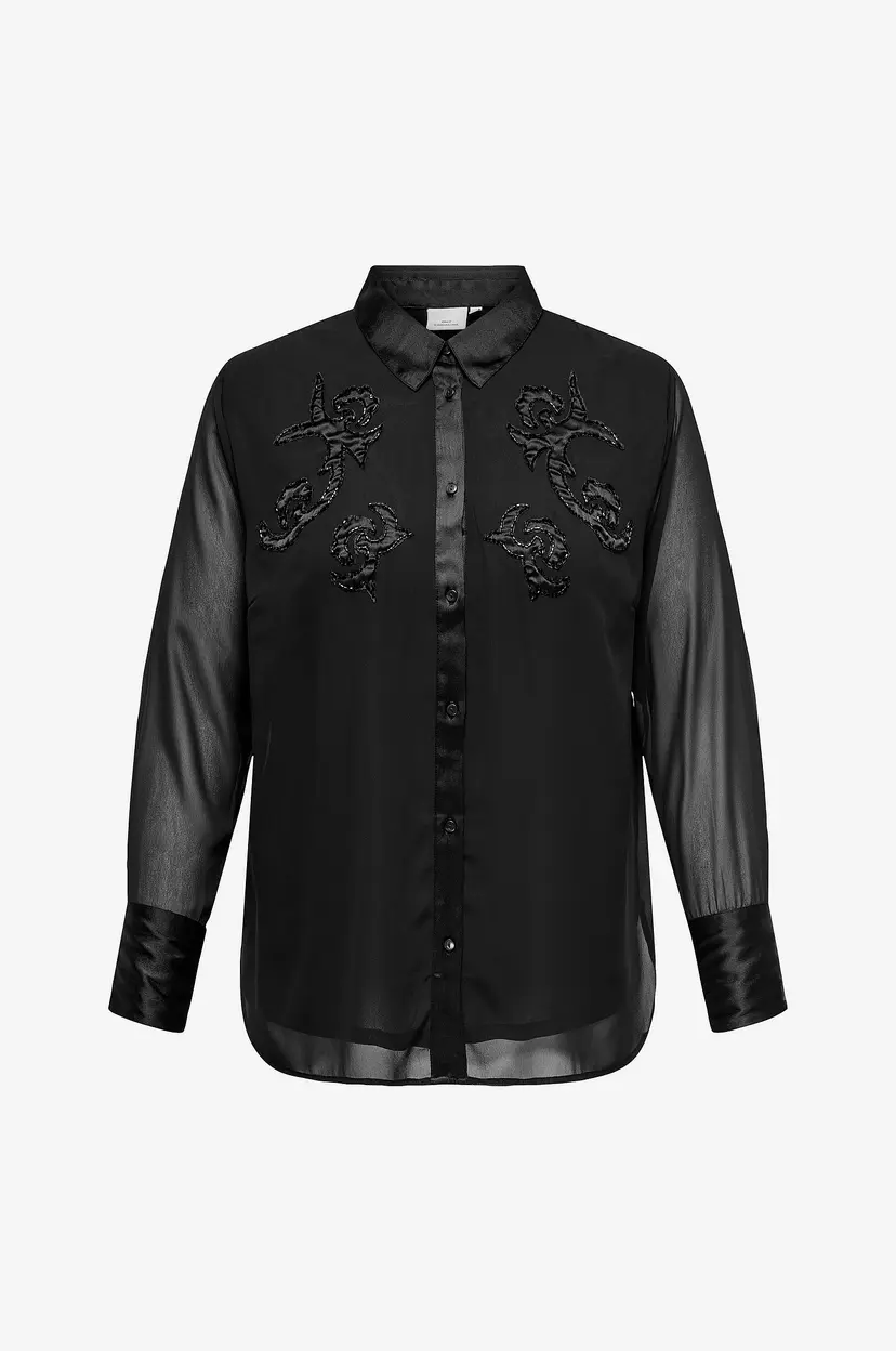 Only Carmakoma Skjorte carArianna L/s Embellishment Shirt - Svart