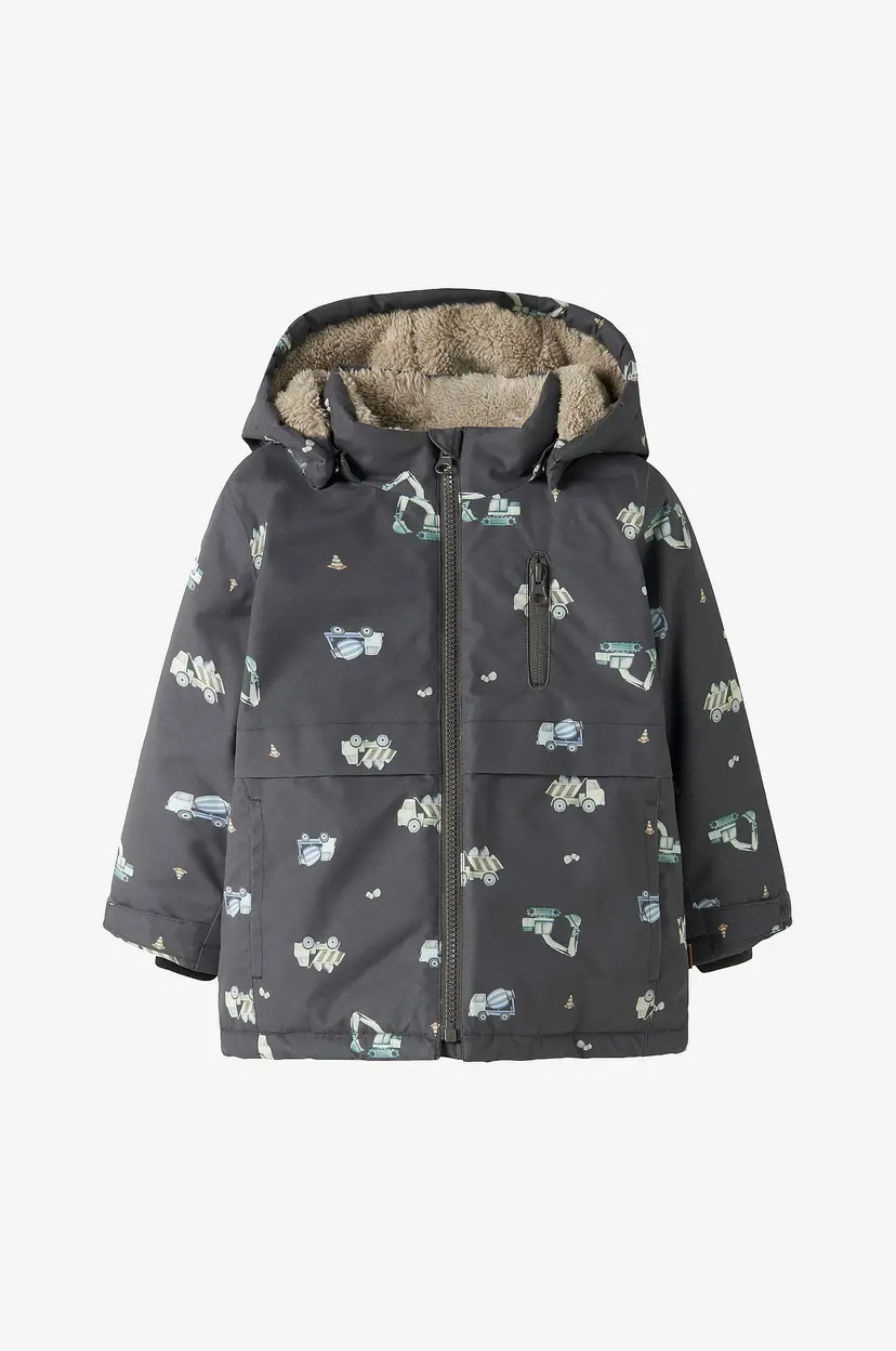 NAME IT Vinterjakke Nmmsnow05 Jacket Aop 1fo - Grå
