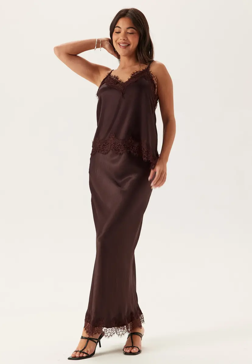 Bubbleroom Viscose Satin Lace Skirt