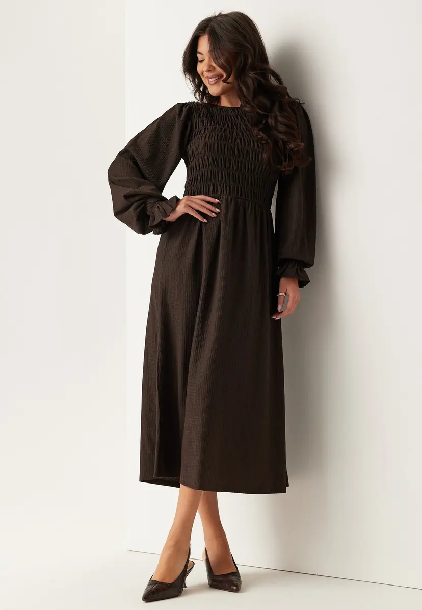 Bubbleroom Structure Long Sleeve Midi Dress