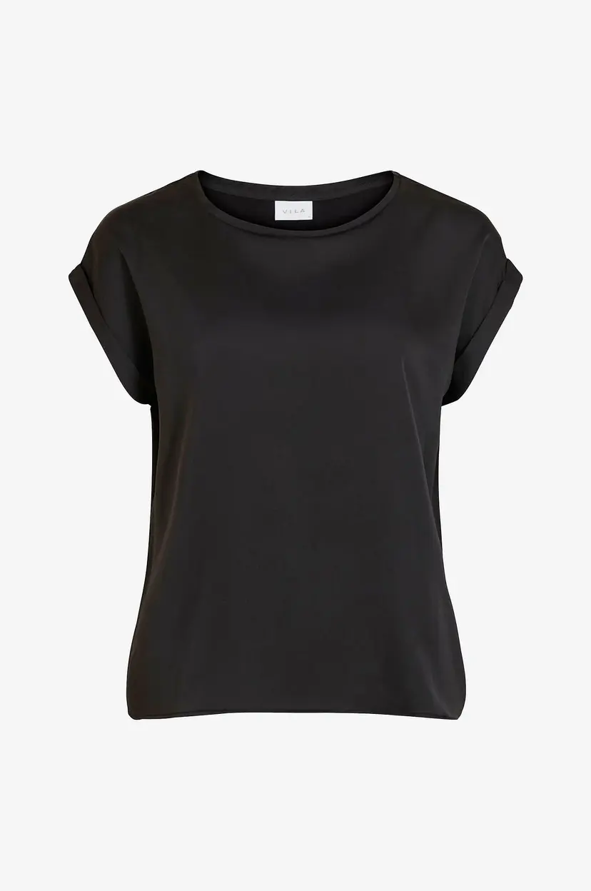 Vila Topp viEllette S/s Satin - Svart