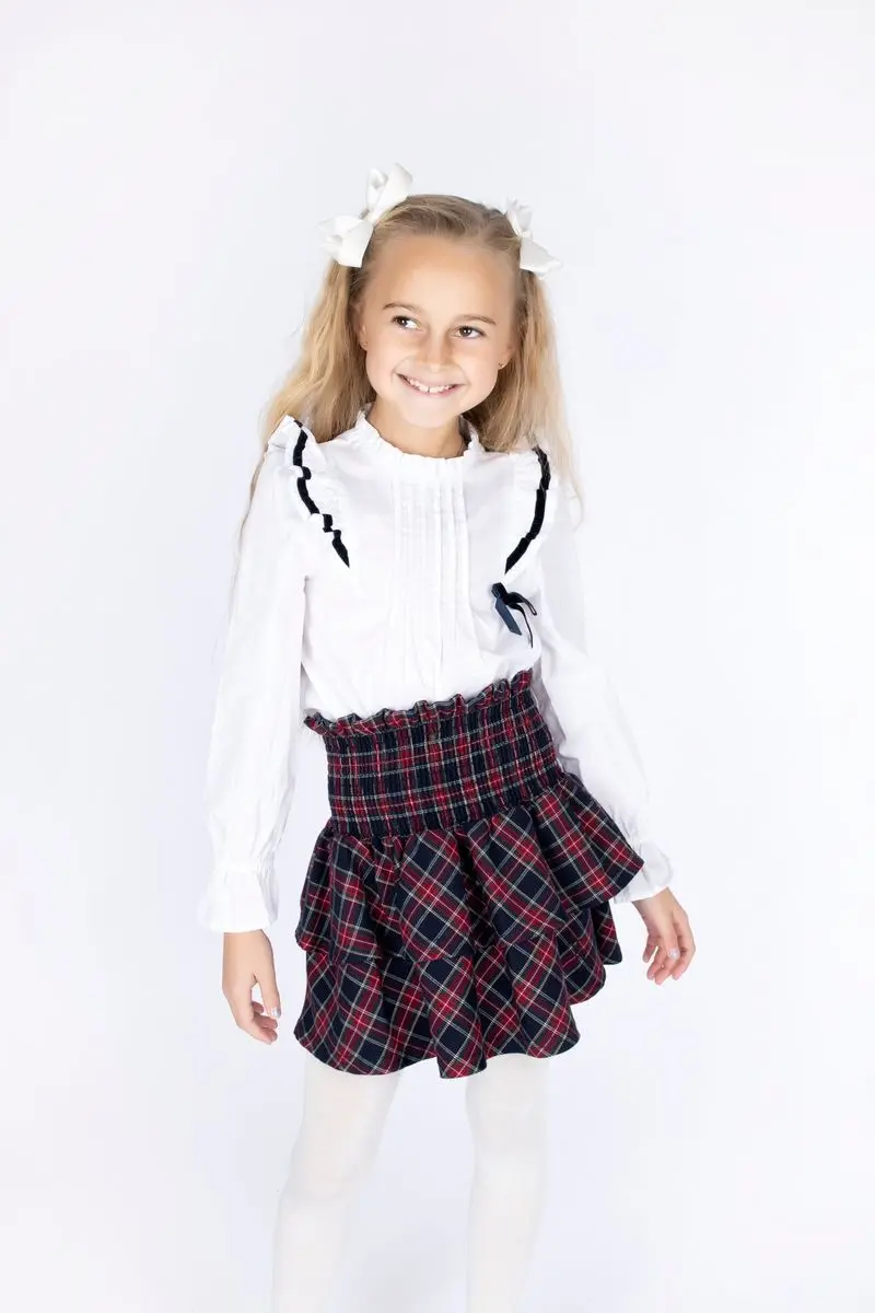 Vilje & Ve Vilje & Ve Milla Rutete Skjørt Classic Navy (116 / 6 år)