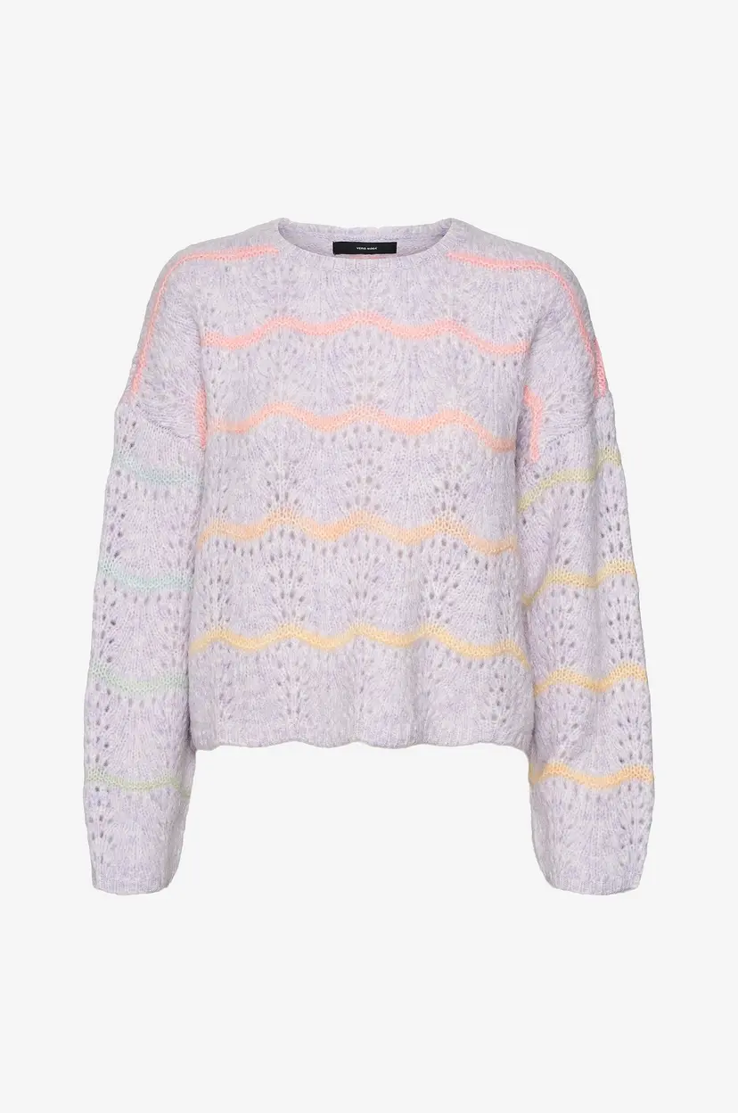 Vero Moda Genser vmHatty LS O-neck Stitch Pullover - Lilla