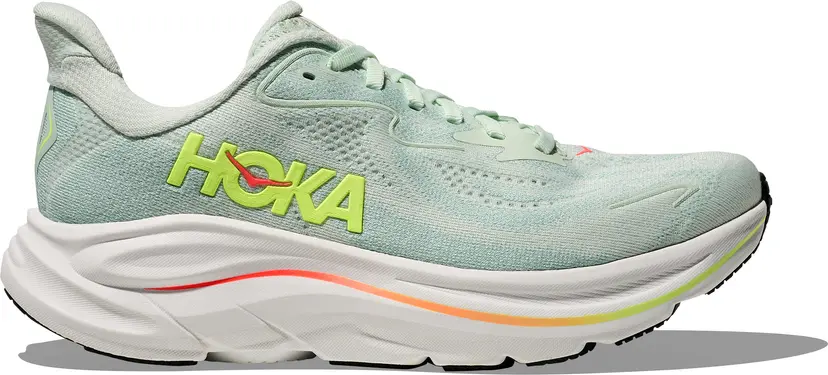 HOKA Hoka Women's Clifton 10 Wide Sea Glass/Neon Flame